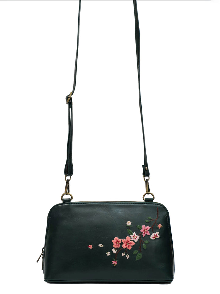 Misty Petals Hand Embroidered Lodhi Sling - Green