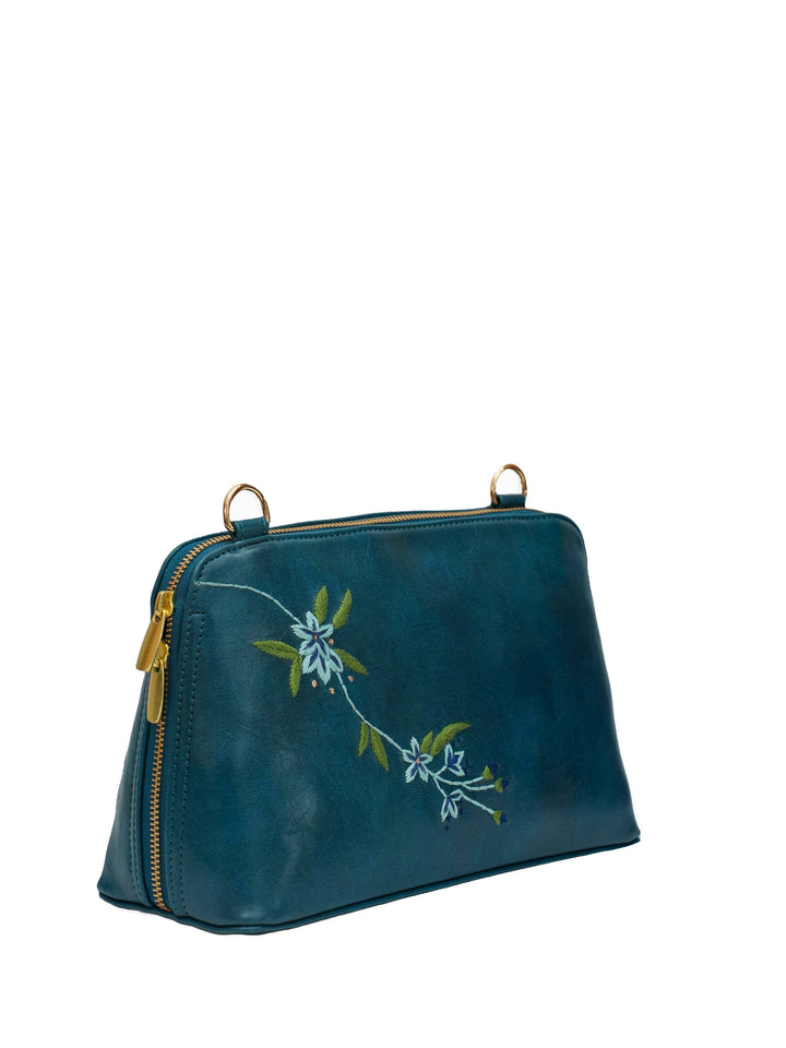 Drifting Bloom Hand Embroidered Lodhi Sling - Blue