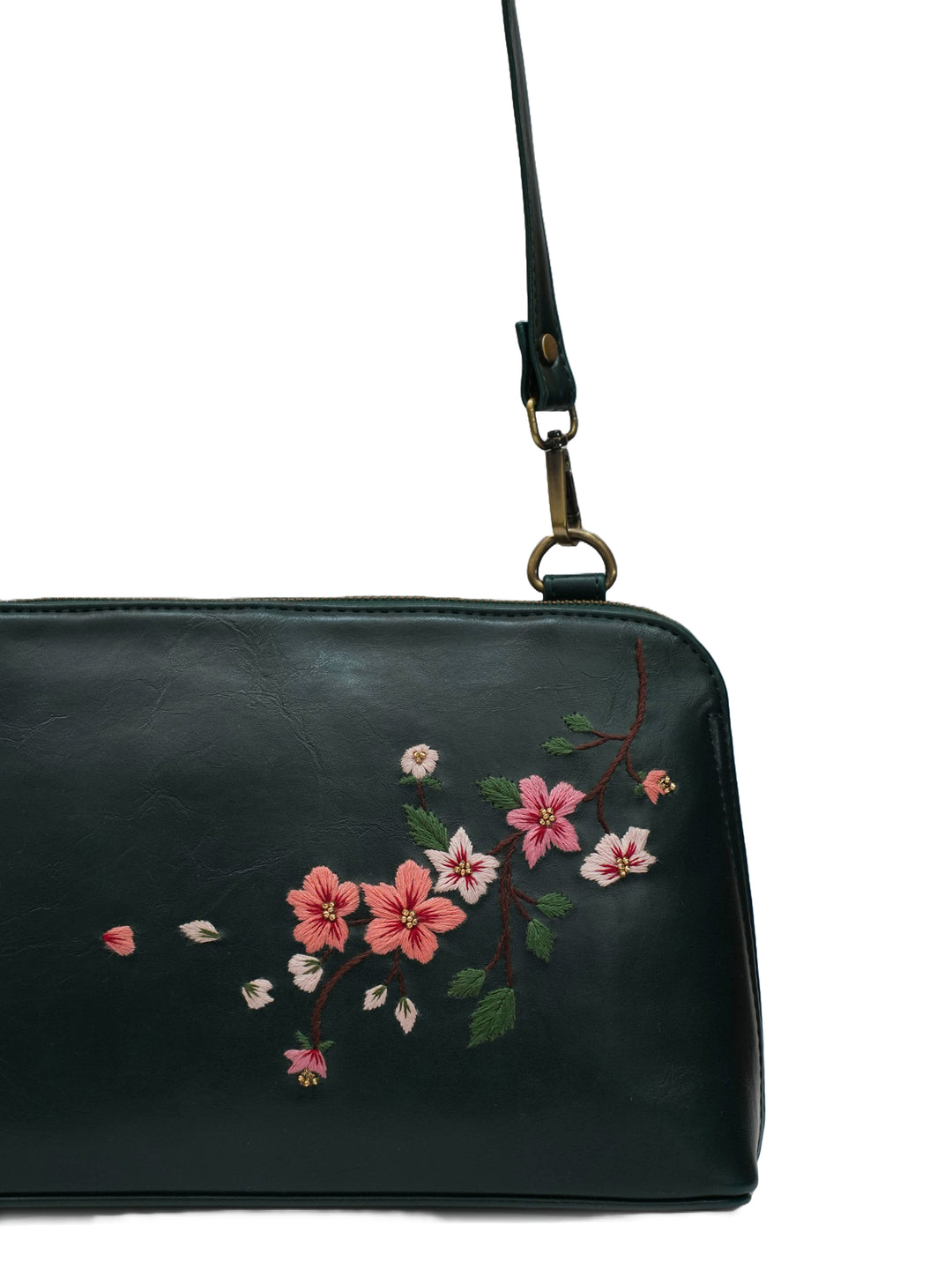 Misty Petals Hand Embroidered Lodhi Sling - Green