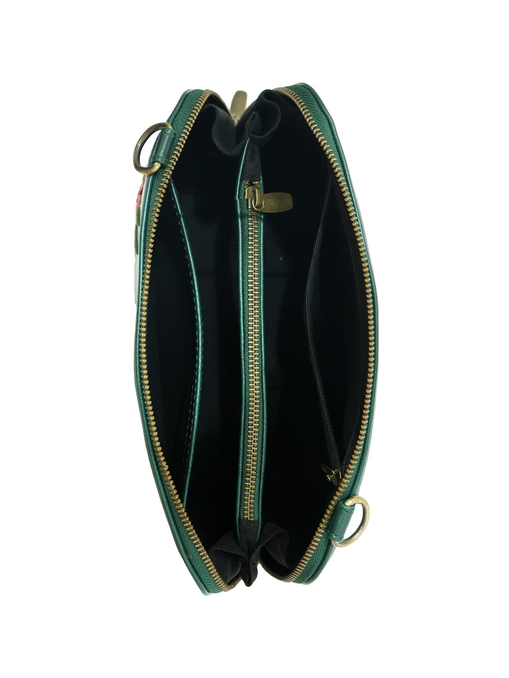 Misty Petals Hand Embroidered Lodhi Sling - Green