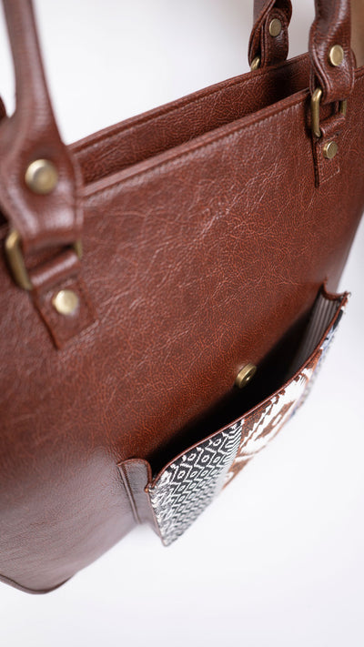 Brown Handcrafted Cassia Laptop Bag