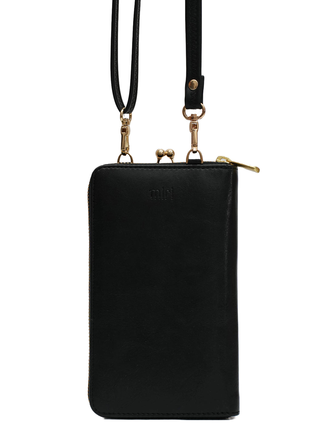 Red Rosebuds Hand Embroidered Mobile Sling - Black