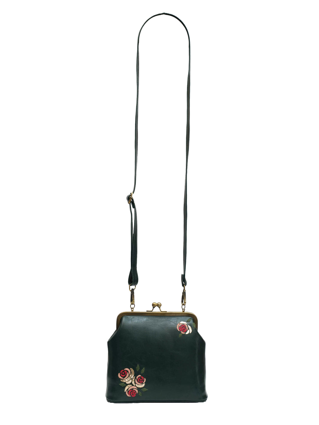 Three Roses 70s Kisslock Clutch - Vintage Green