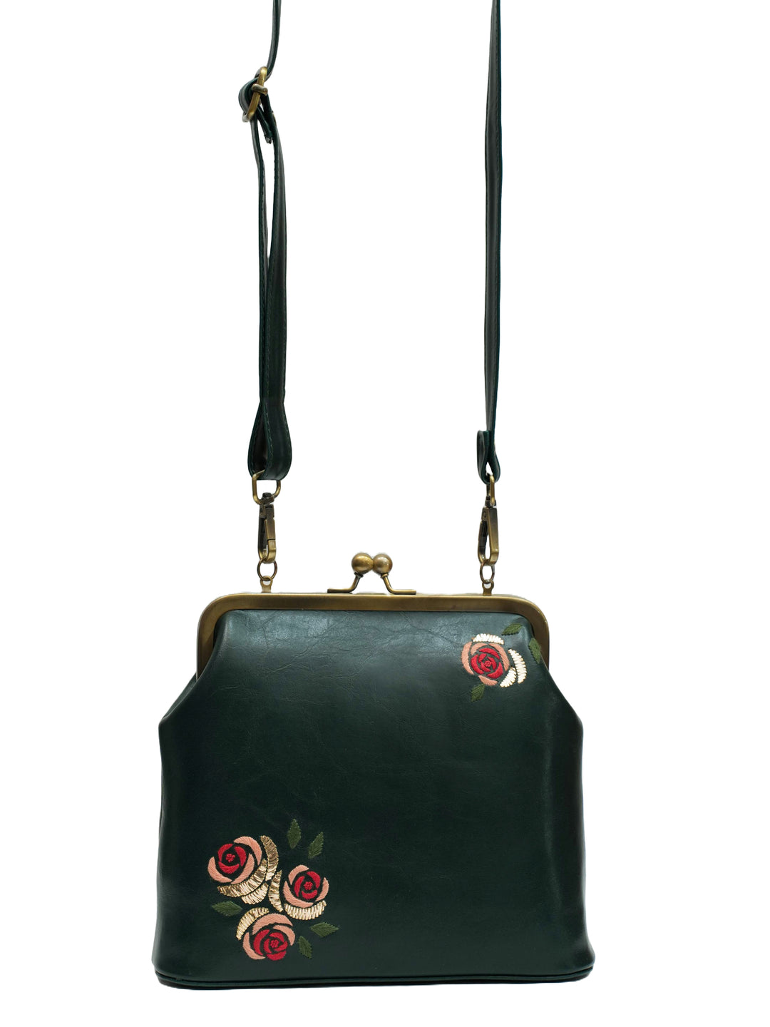 Three Roses 70s Kisslock Clutch - Vintage Green