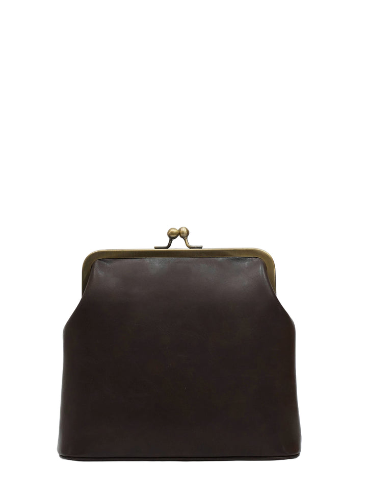 Peacock Royale 70s Kisslock Clutch - Brown