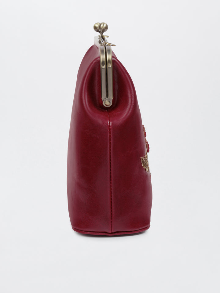 Butterfly - Hand Embroidered Vintage Clutch - Maroon