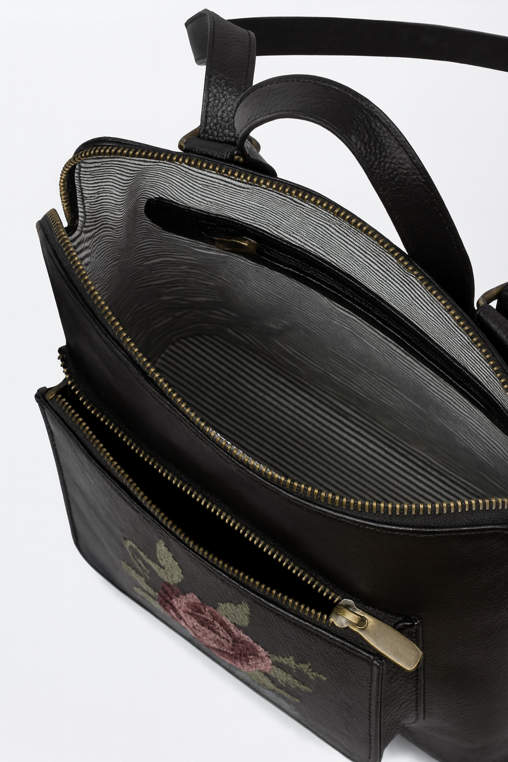 Rose Cross Stitch Convertible Backpack Cum Sling