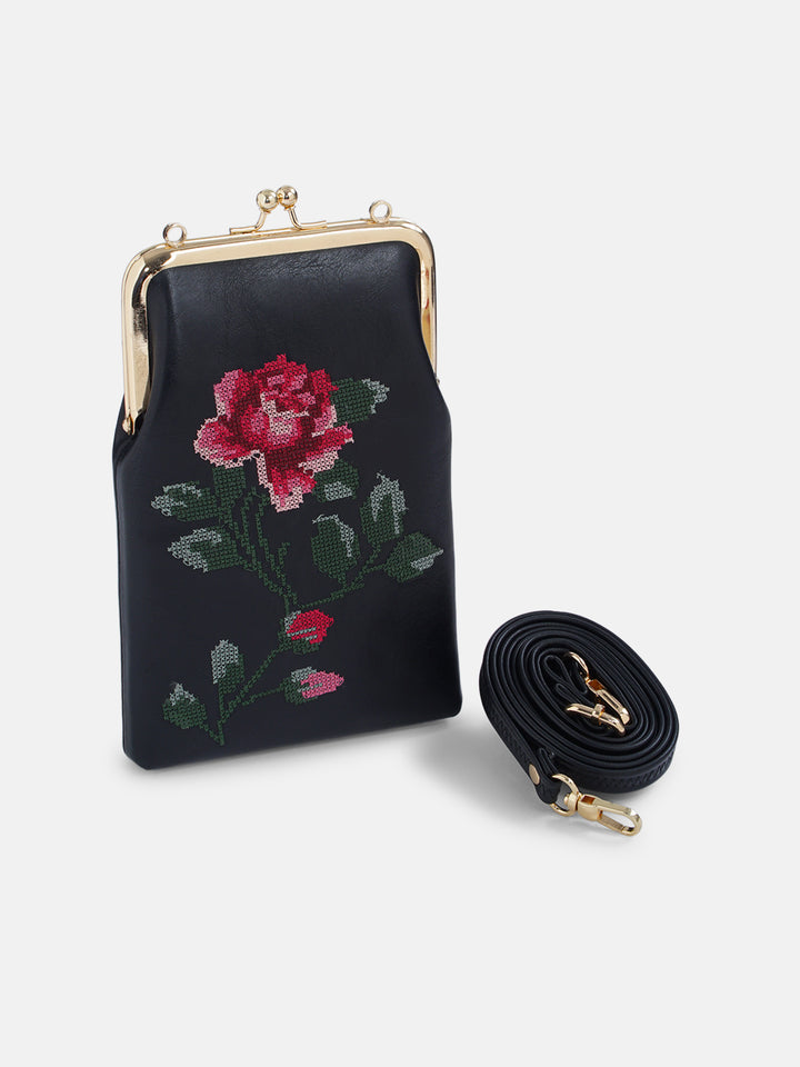 Udhagai Queen Cross Stitched Mobile Slings - Black