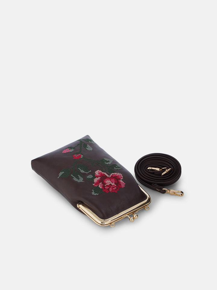 Udhagai Queen Cross Stitched Mobile Sling - Brown