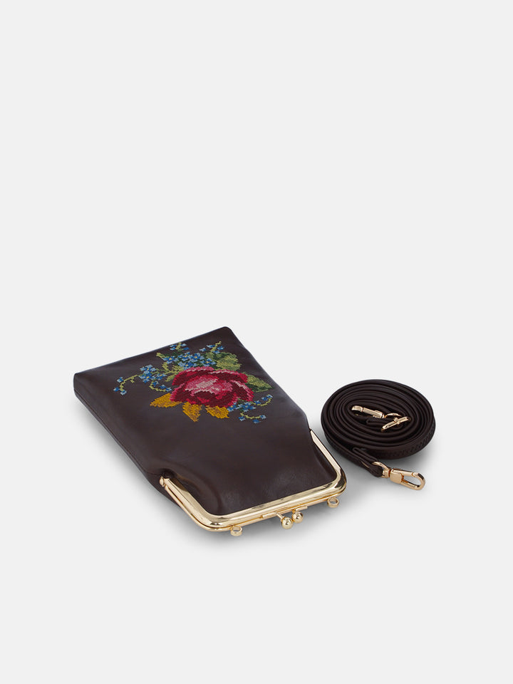 Nilgiri Dawn Cross Stitched Mobile Sling - Brown
