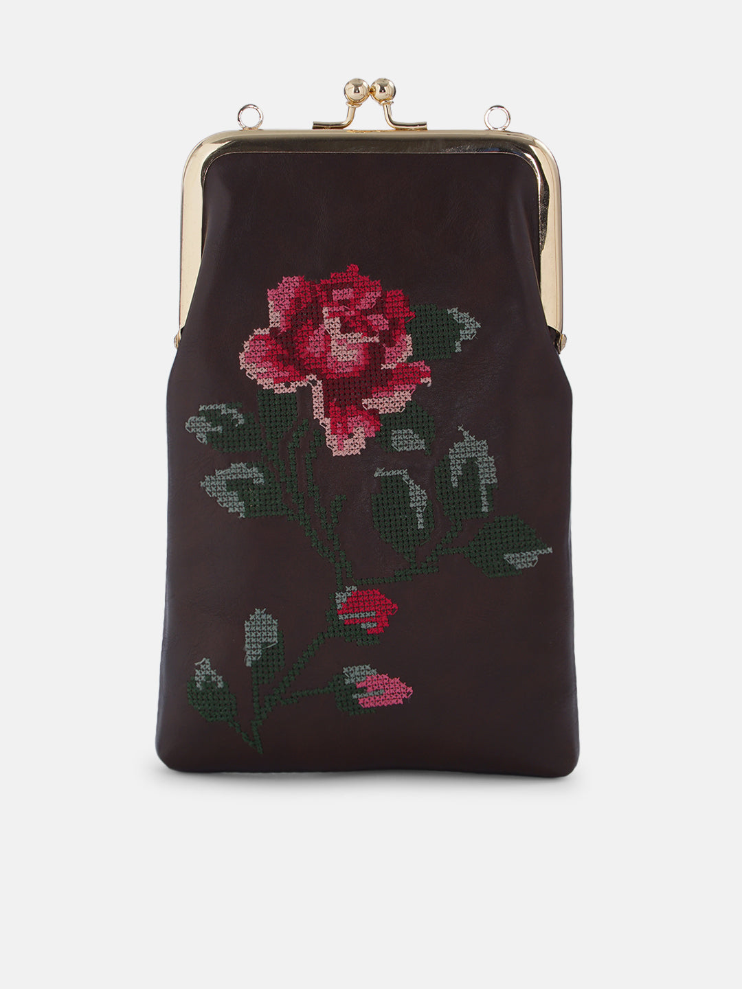 Udhagai Queen Cross Stitched Mobile Sling - Brown