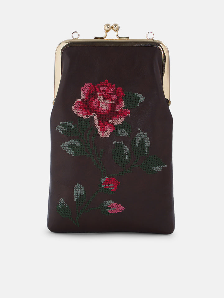 Udhagai Queen Cross Stitched Mobile Sling - Brown