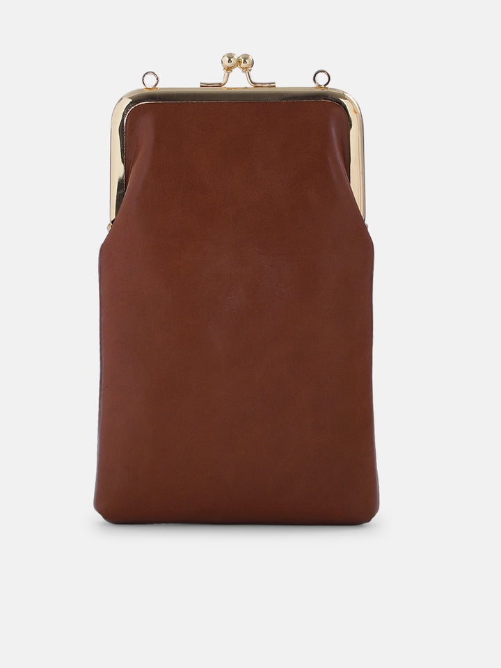 Emerald Perch Cross Stitched Mobile Sling - Tan