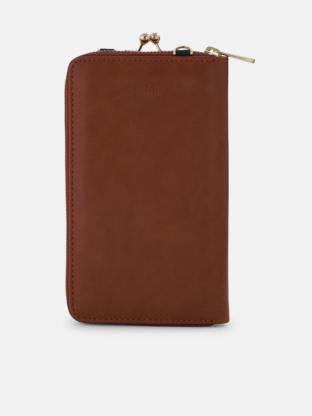 Emerald Perch Cross Stitched Mobile Wallet Sling - Tan