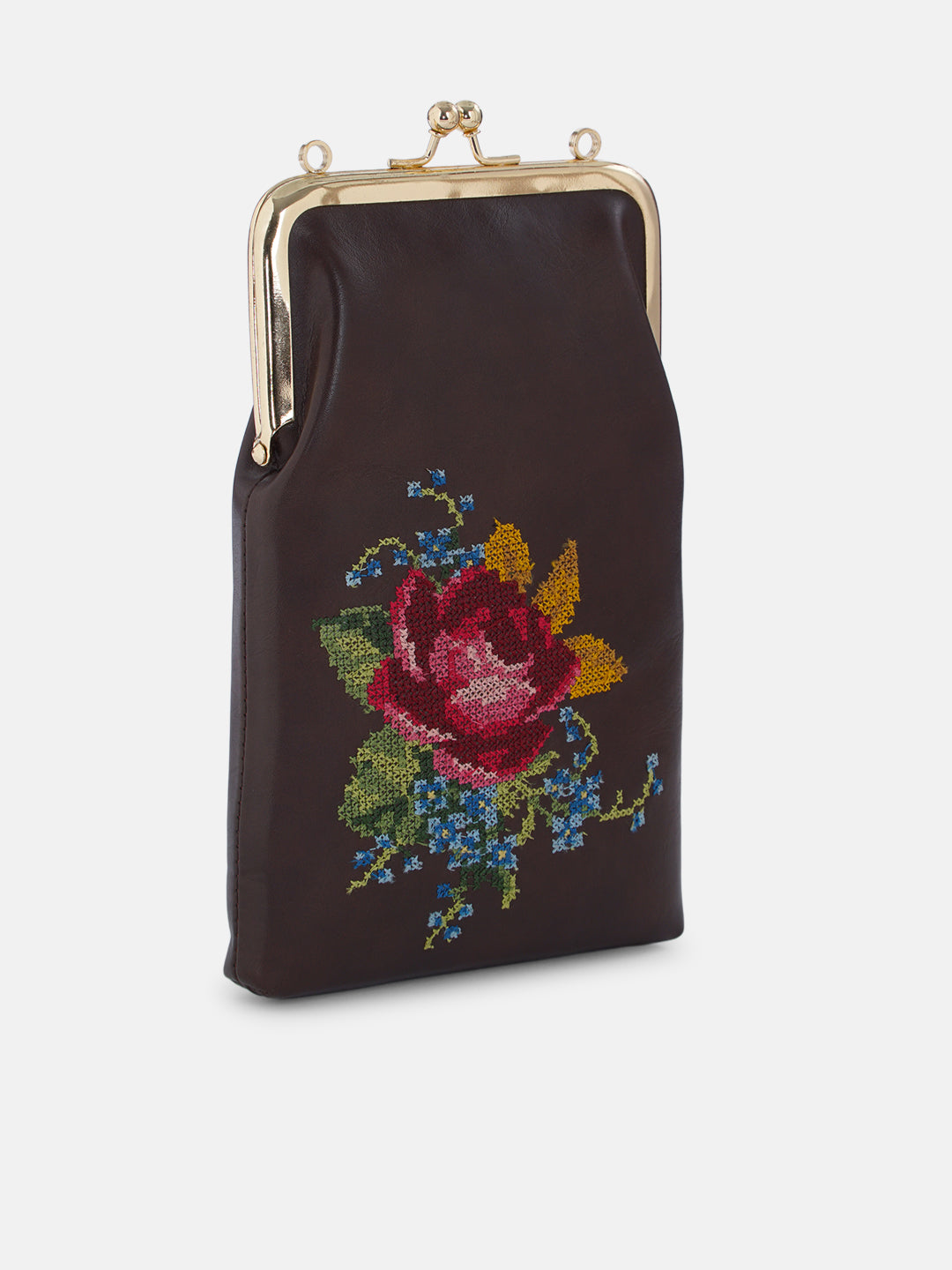 Nilgiri Dawn Cross Stitched Mobile Sling - Brown