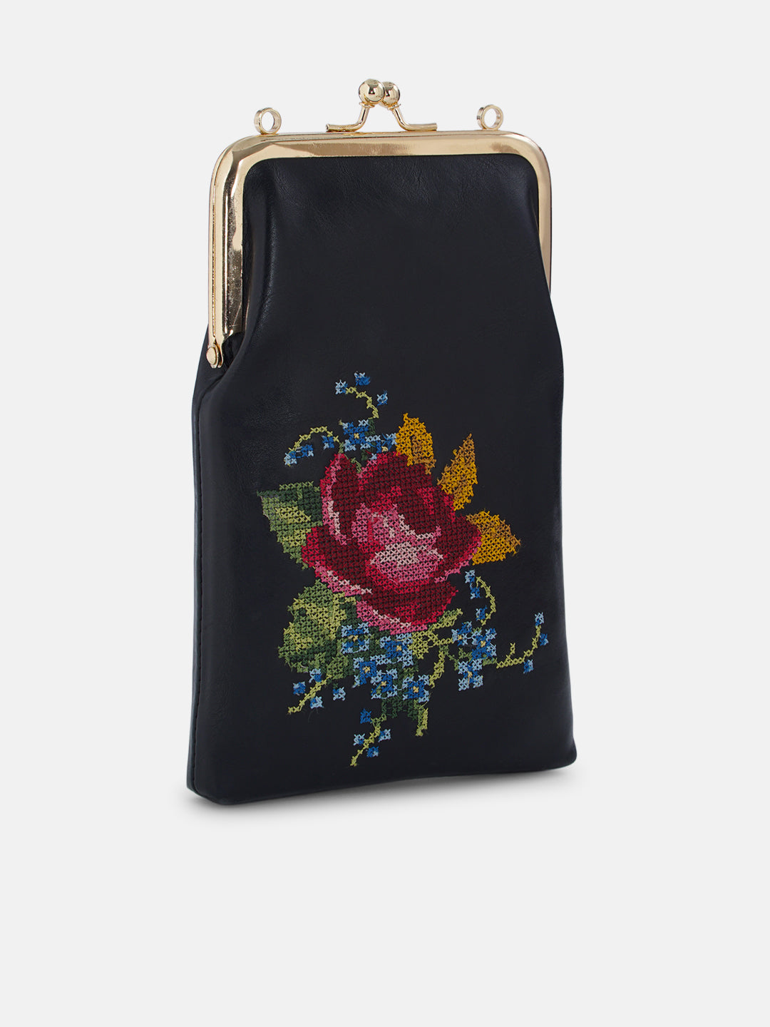 Nilgiri Dawn Cross Stitched Mobile Sling - Black