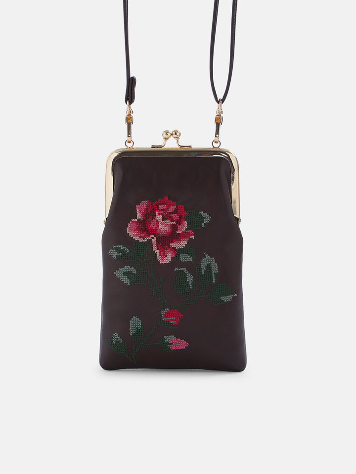 Udhagai Queen Cross Stitched Mobile Sling - Brown