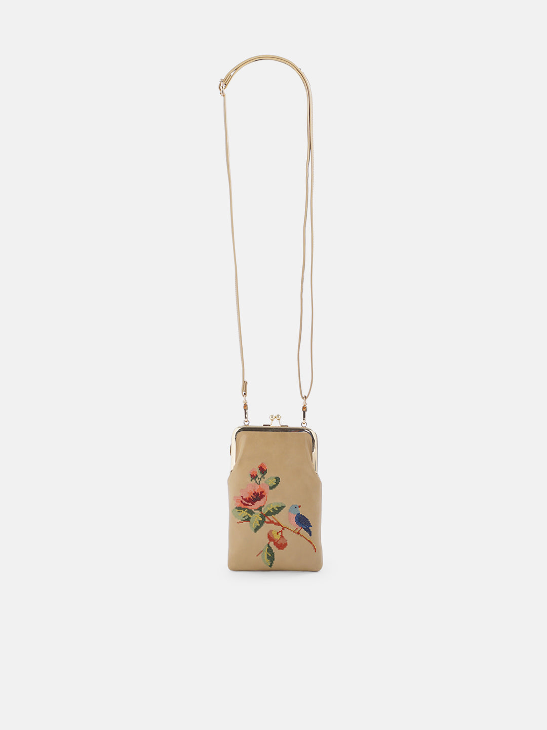 Morning Melody Cross Stitched Mobile Sling - Beige