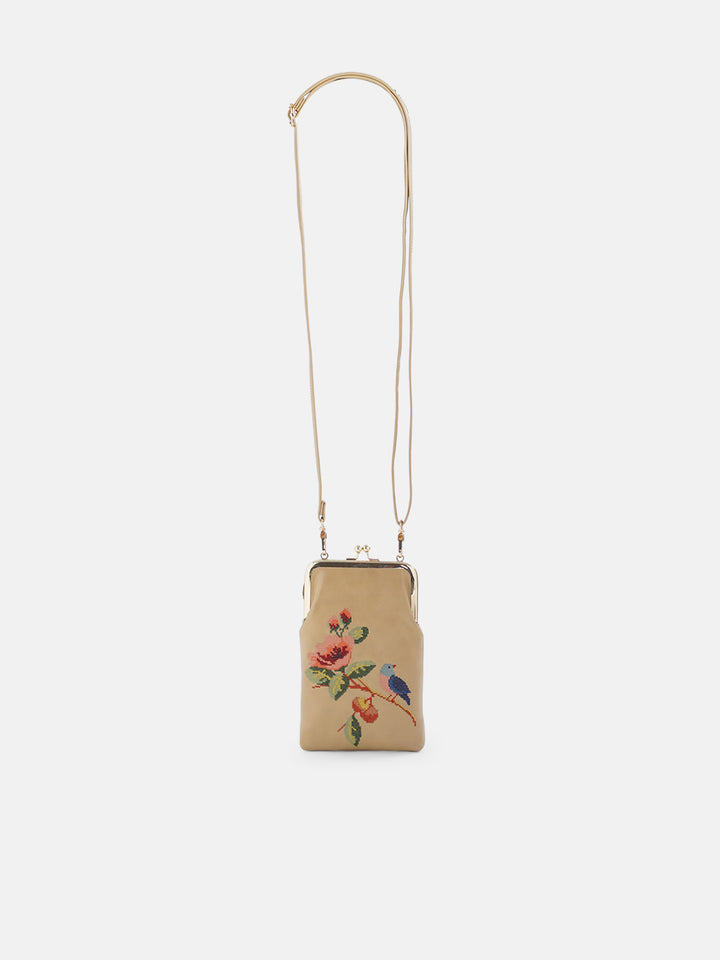 Morning Melody Cross Stitched Mobile Sling - Beige