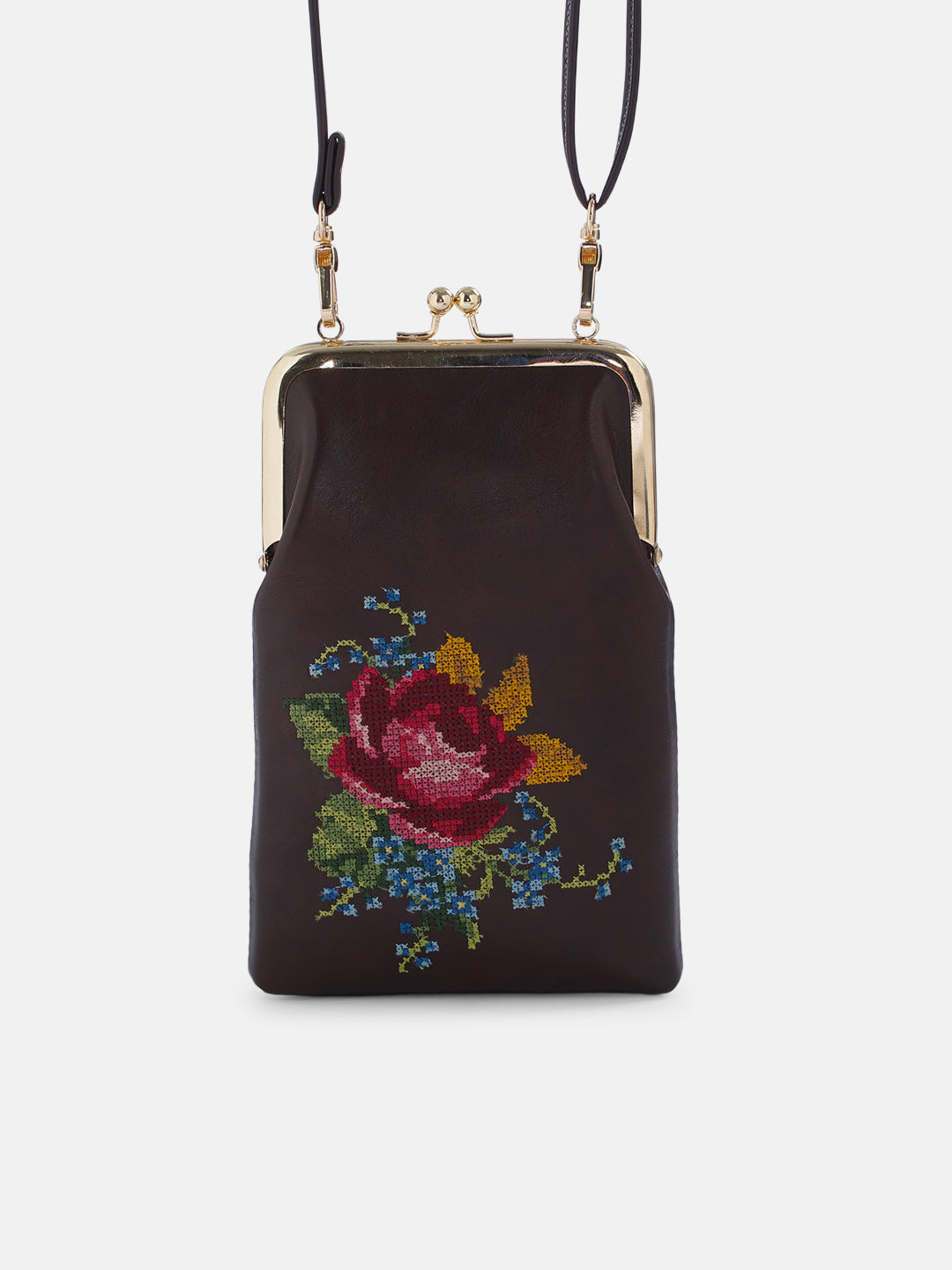 Nilgiri Dawn Cross Stitched Mobile Sling - Brown