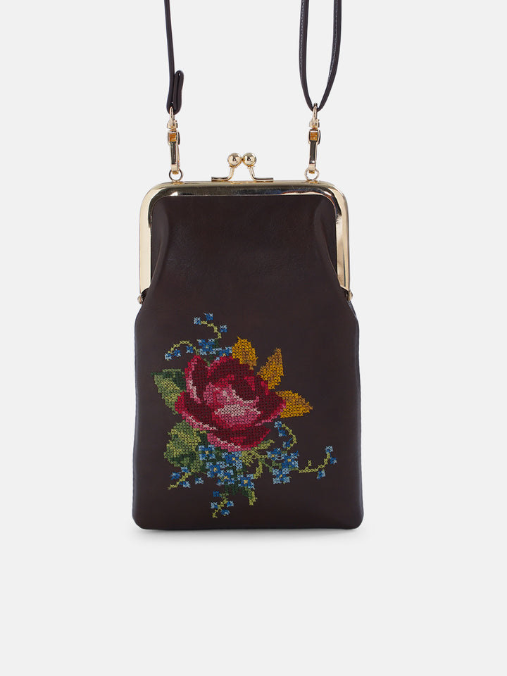 Nilgiri Dawn Cross Stitched Mobile Sling - Brown