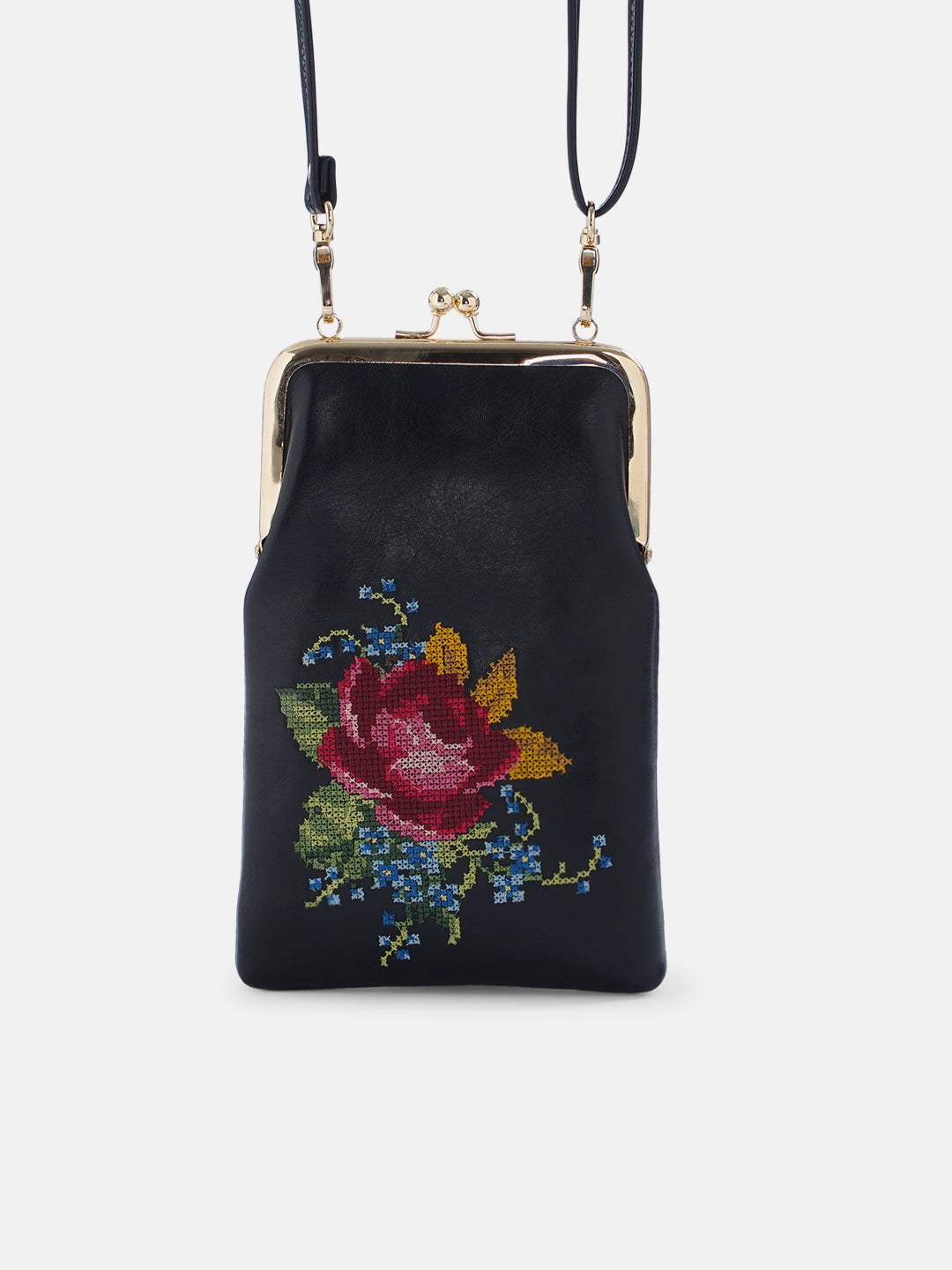 Nilgiri Dawn Cross Stitched Mobile Sling - Black