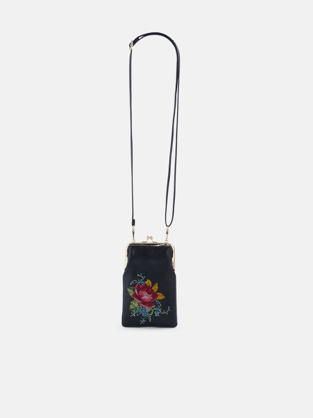 Nilgiri Dawn Cross Stitched Mobile Sling - Black