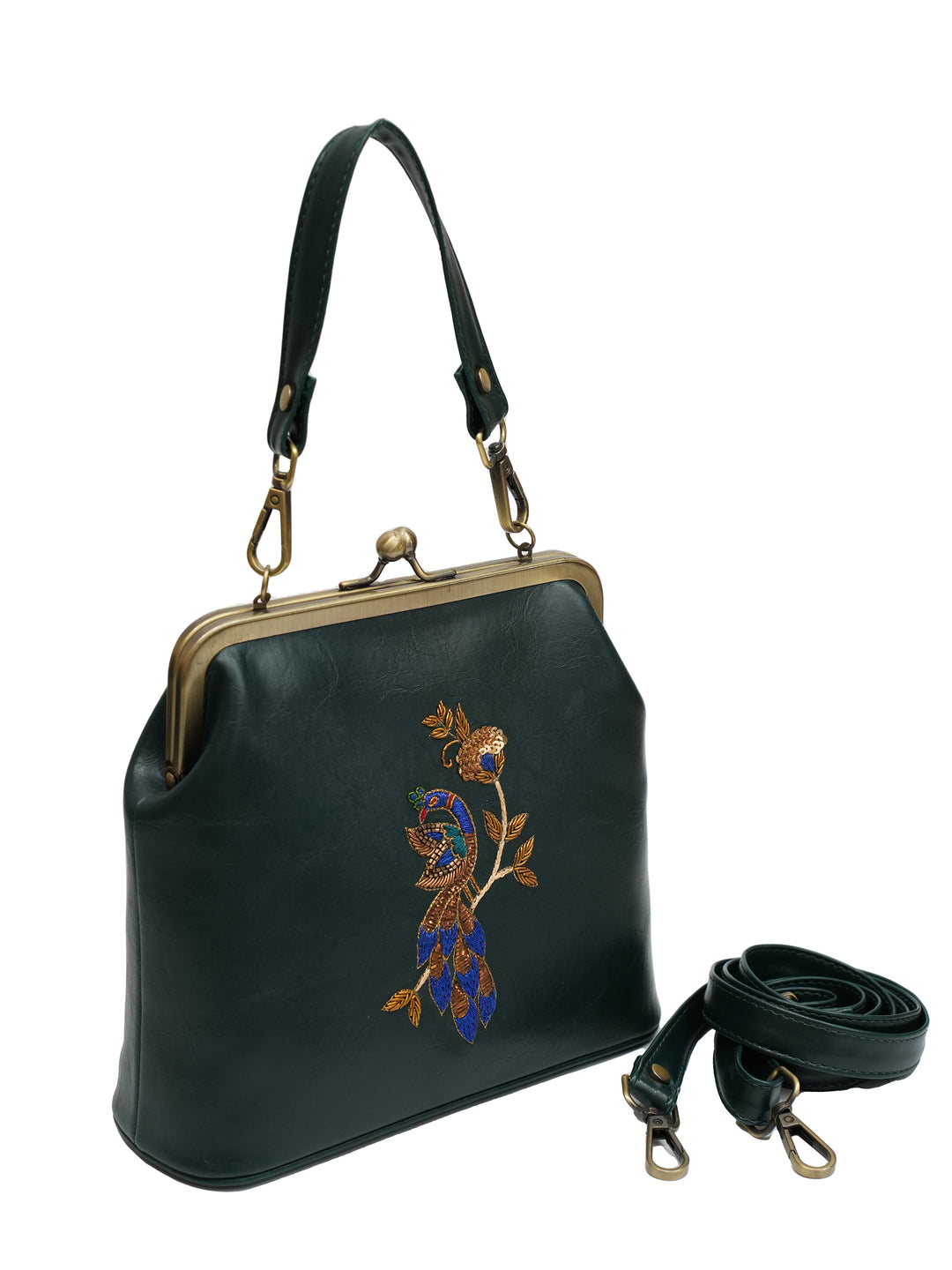 Peacock Royale 70s Kisslock Clutch - Green