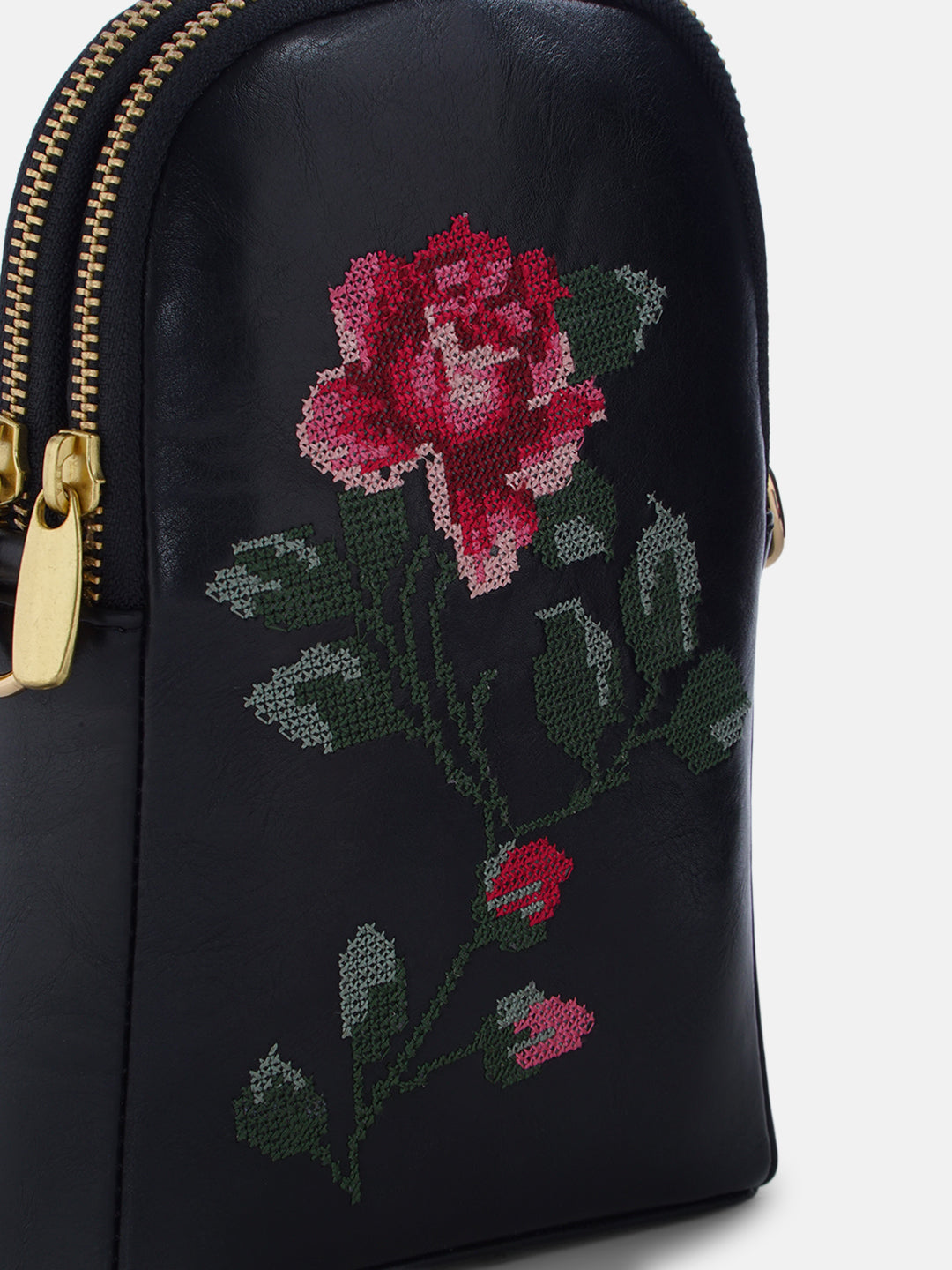Udhagai Queen Cross Stitched Jodi Pouch Sling - Black