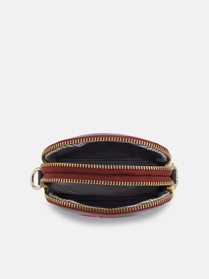 Udhagai Queen Cross Stitched Jodi Pouch Sling - Brown