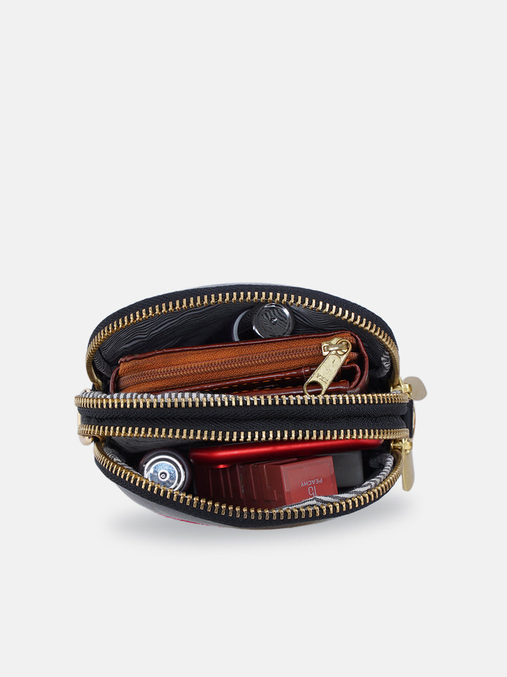 Udhagai Queen Cross Stitched Jodi Pouch Sling - Black