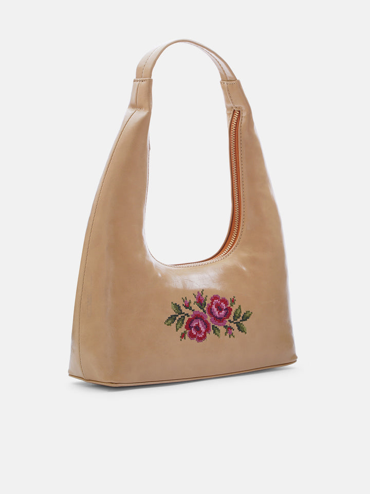 Coonoor Dream Cross Stitched Shoulder Bag - Varkey Beige