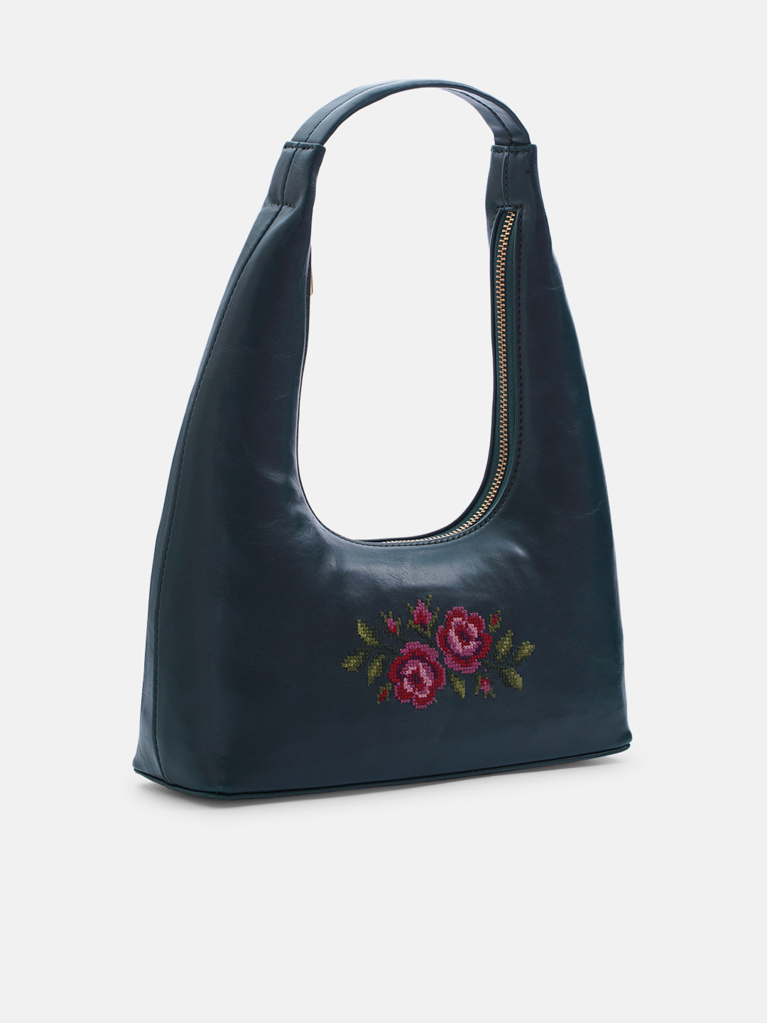 Coonoor Dream Cross Stitched Shoulder Bag  - Green