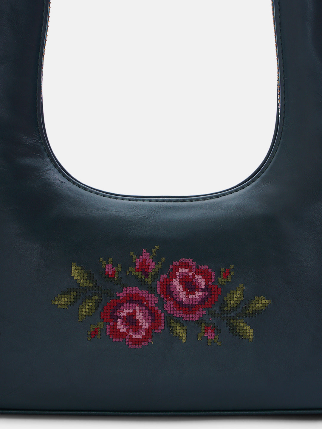 Coonoor Dream Cross Stitched Shoulder Bag  - Green