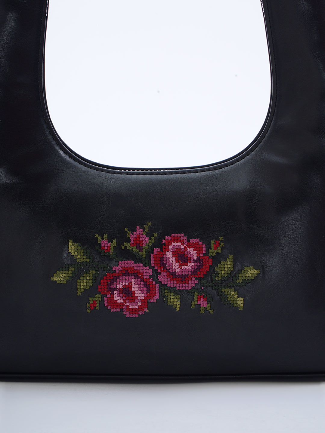 Coonoor Dream Cross Stitched Shoulder Bag - Black