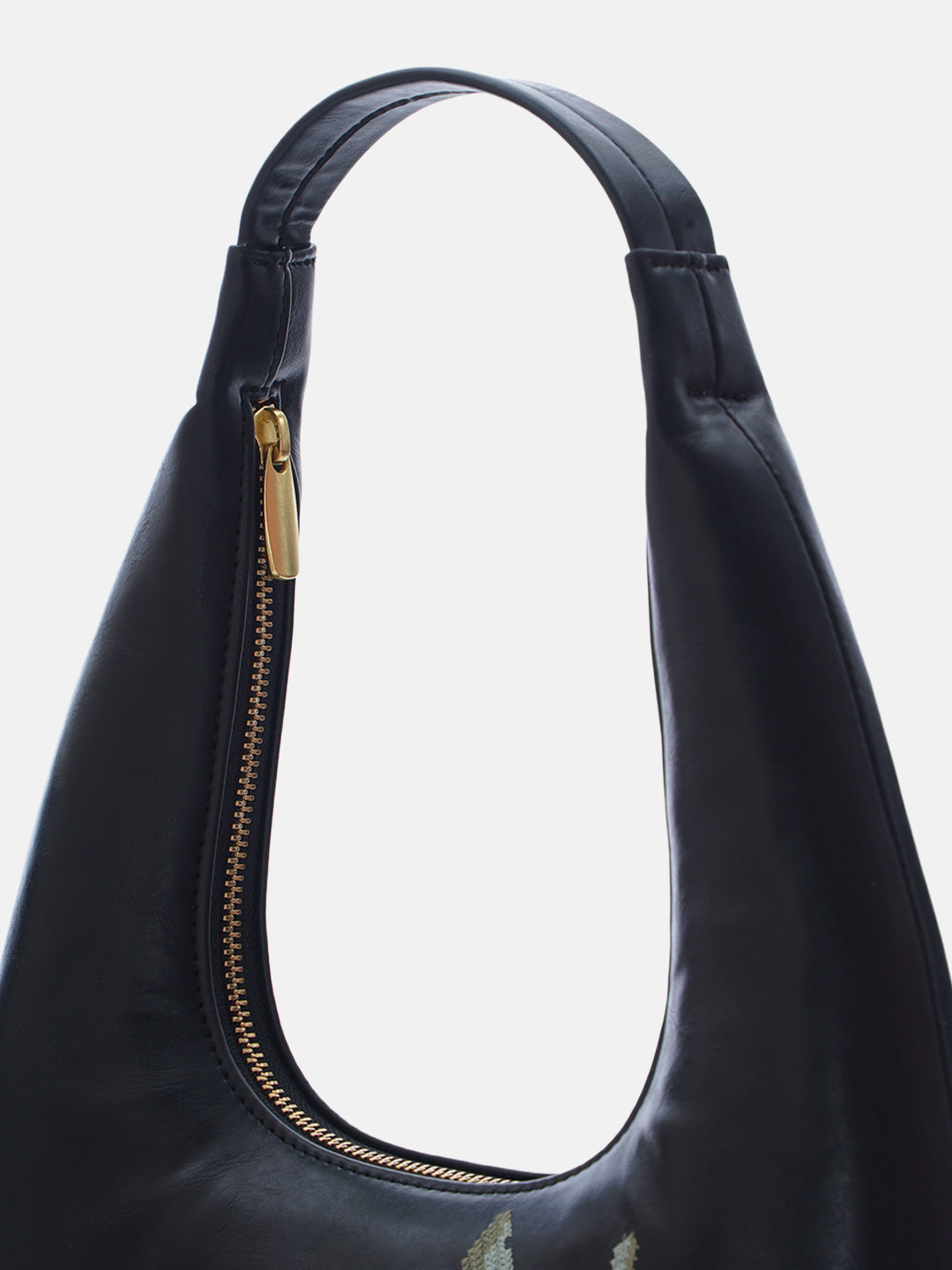 Mountain Bride Cross Stitched Shoulder Bag - Black