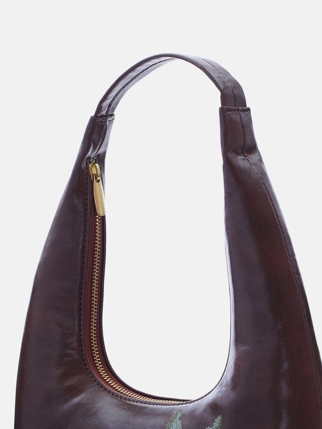 Mountain Bride Cross Stitched Shoulder Bag - Brown