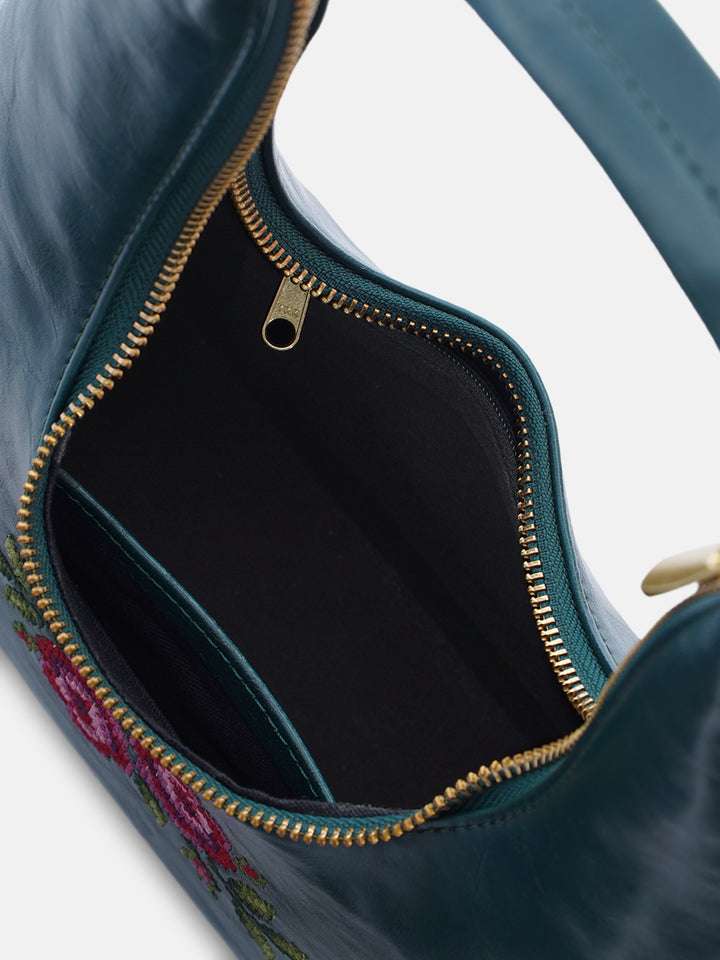 Coonoor Dream Cross Stitched Shoulder Bag  - Green