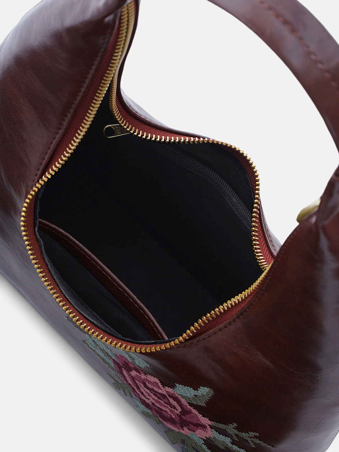 Mountain Bride Cross Stitched Shoulder Bag - Brown