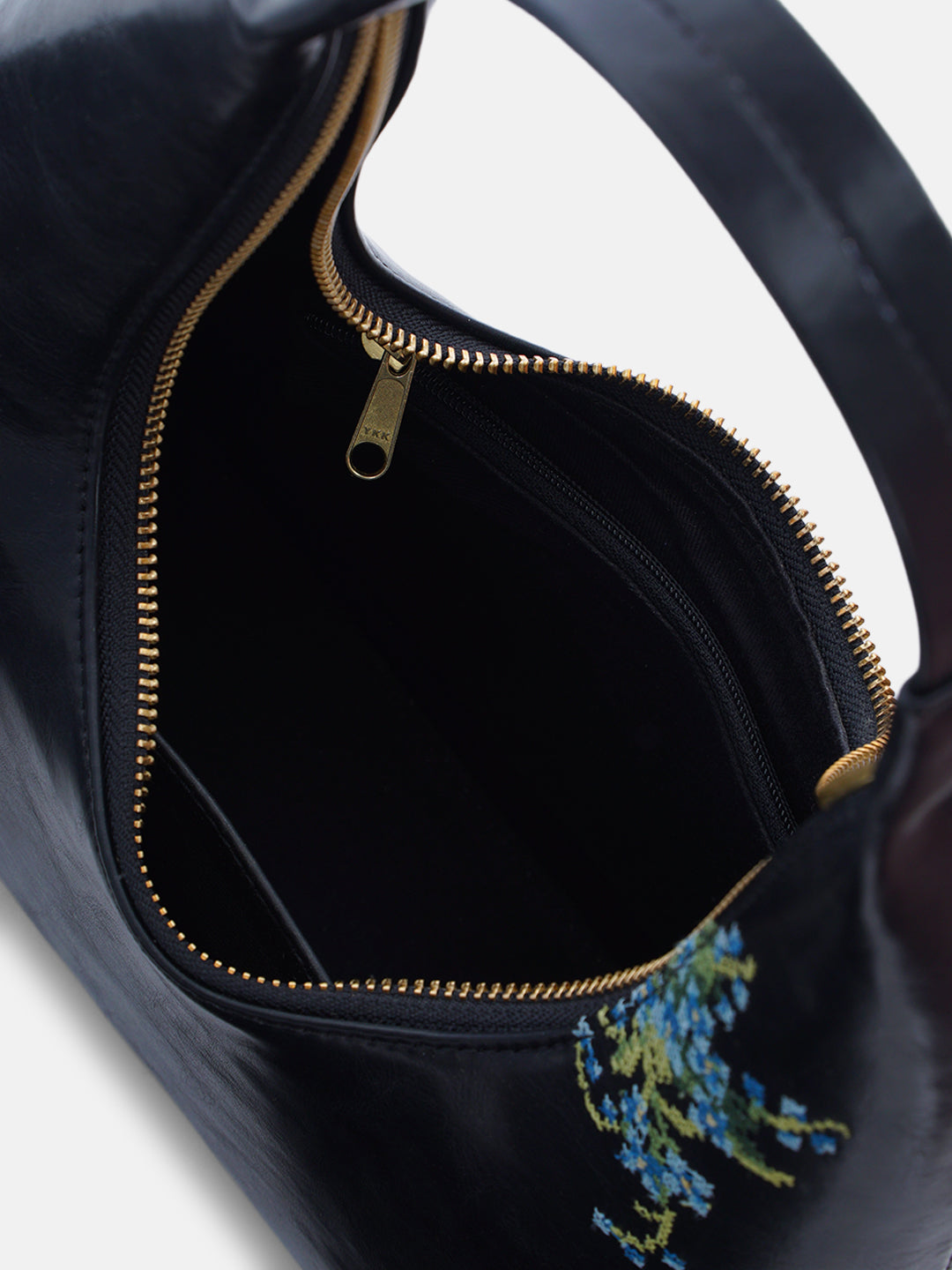 Nilgiri Dawn Cross Stitched Shoulder Bag - Black