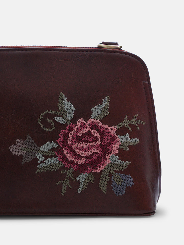 Mountain Bride Cross Stitched Lodhi Sling - Brown