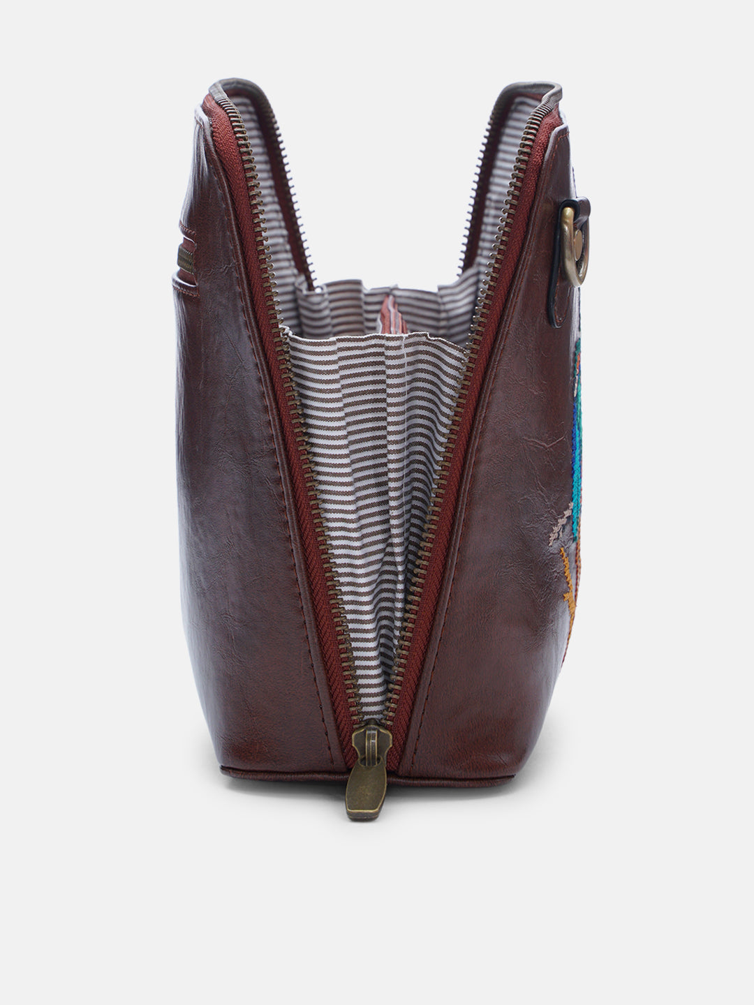 Emerald Perch Cross Stitched Colaba Sling - Brown