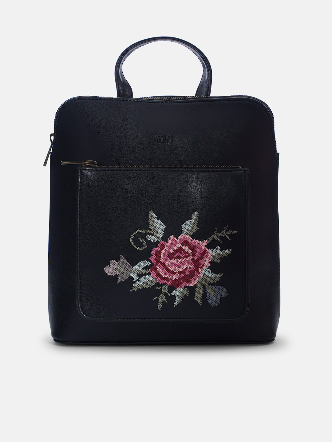 Mountain Bride Cross Stitched Backpack - Black