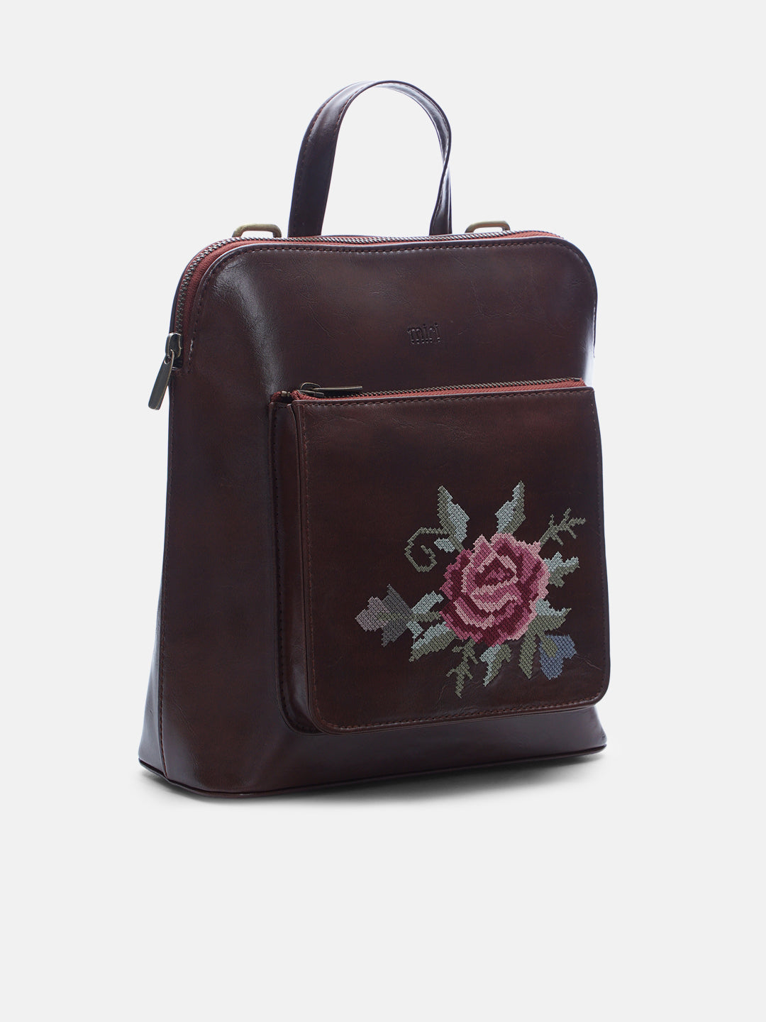 Mountain Bride Cross Stitched Backpack - Brown
