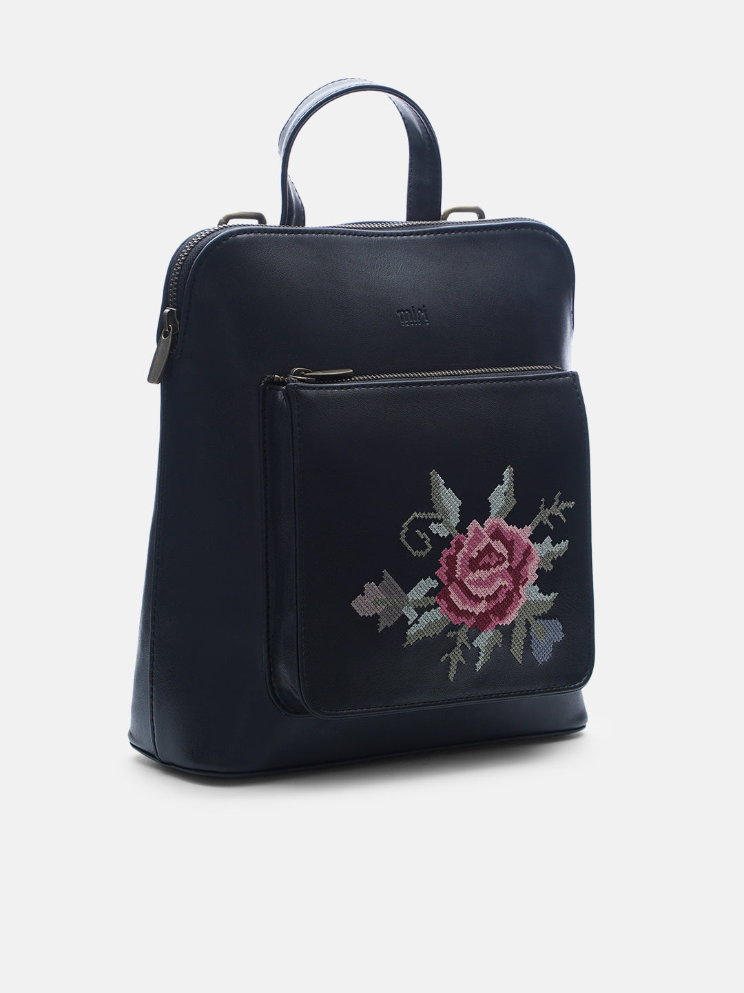 Mountain Bride Cross Stitched Backpack - Black