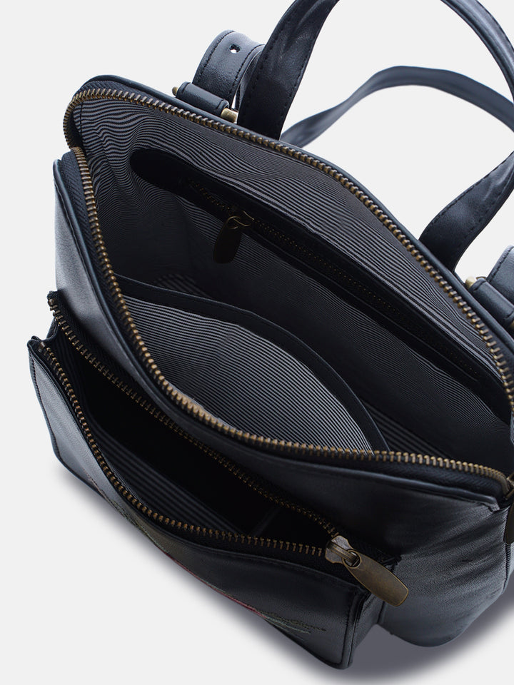 Mountain Bride Cross Stitched Backpack - Black