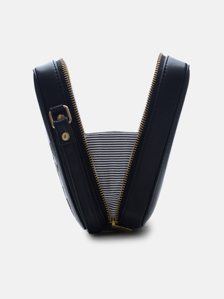 Mountain Bride Cross Stitched Square Sling - Black