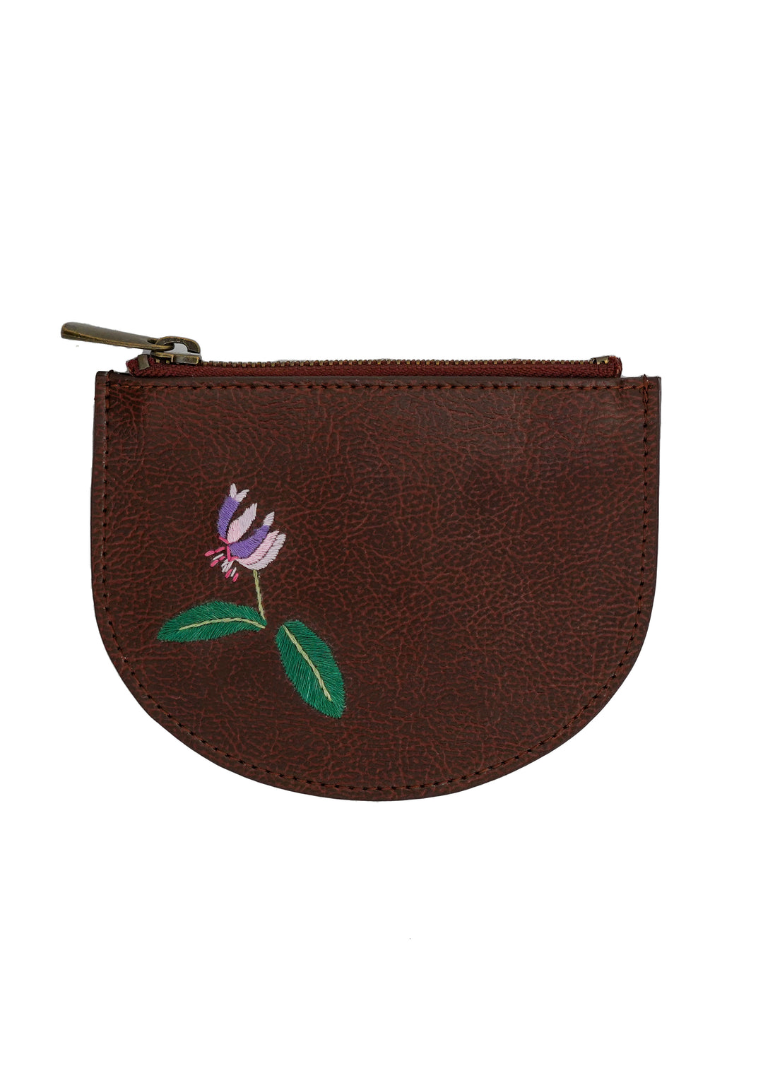Hand Embroidered Purple Tulip Mini Wallet