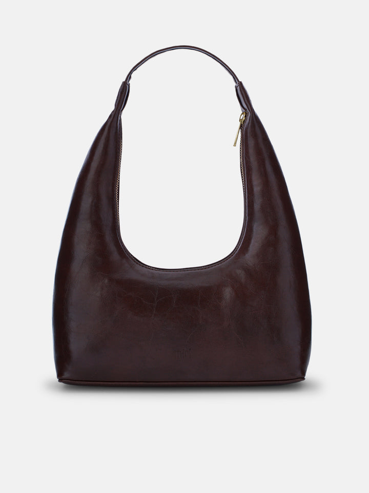 Mountain Bride Cross Stitched Shoulder Bag - Brown