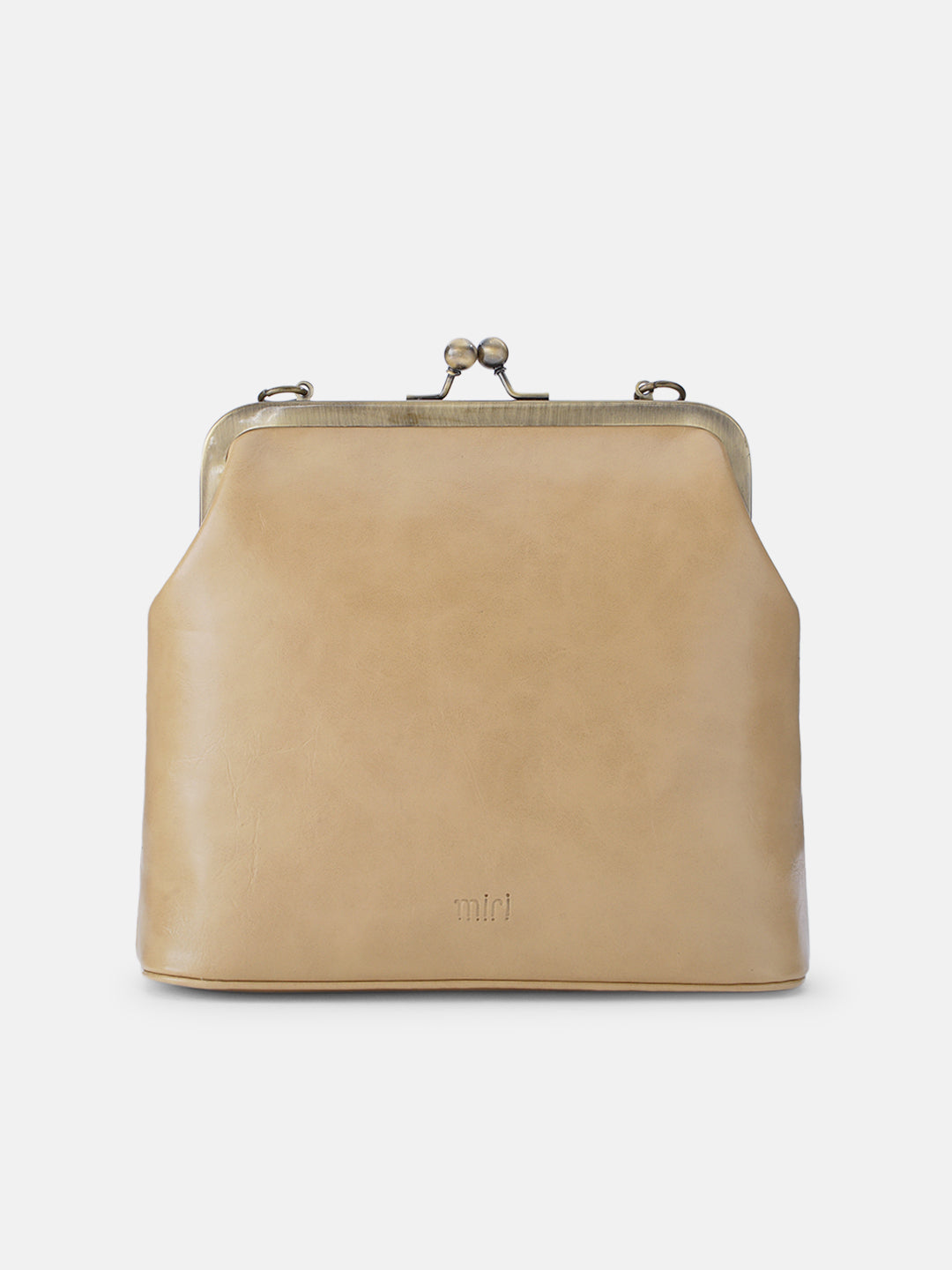 Morning Melody Cross Stitched Kisslock Clutch - Beige